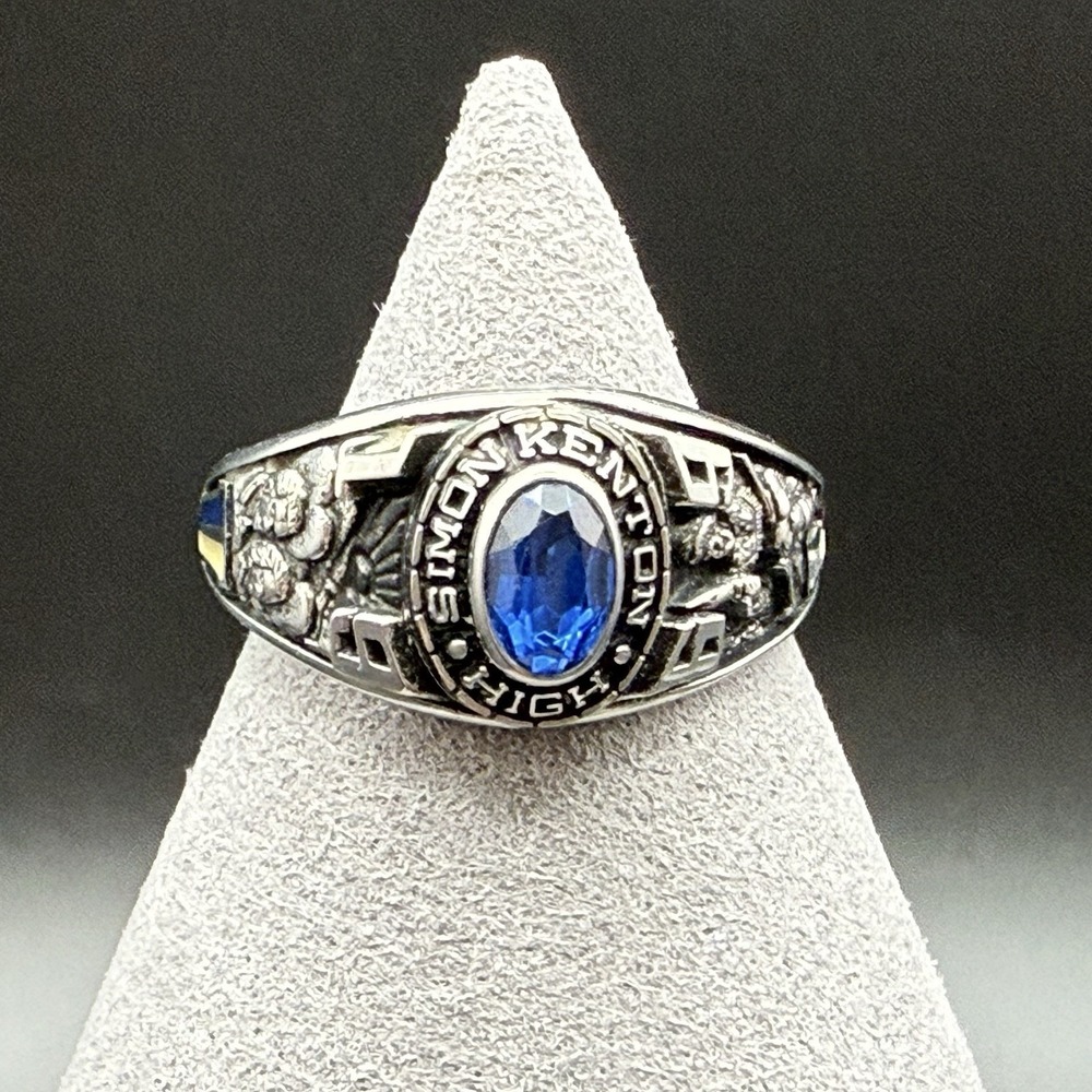 Vintage 1969 ArtCarved Valadium Simon Kenton HS Class Ring Blue Stone Size 9